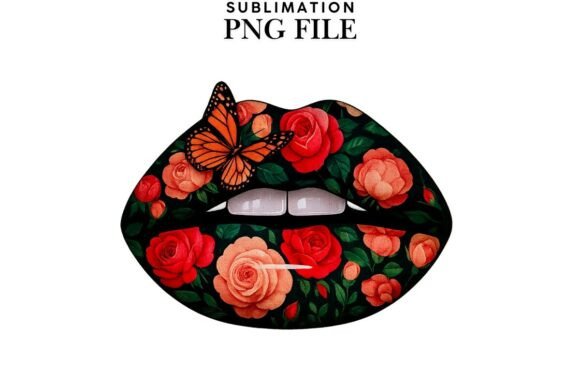 Download Floral Lips Png Design for T-shirts - Design Collection