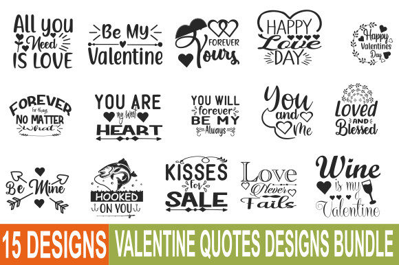 Download Valentines Quotes Designs Bundle - Design Collection