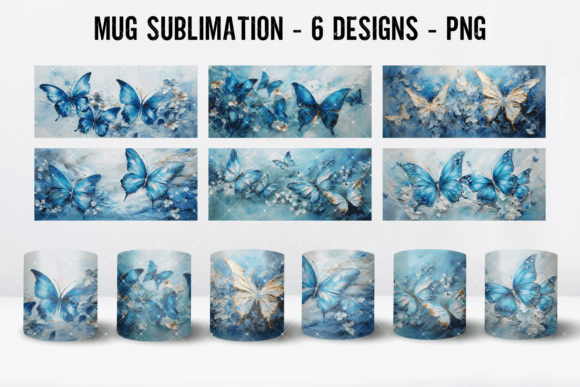 Download Butterfly Blue Coffee Mug Wrap Designs - Design Collection