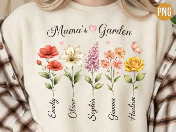 Download Mama's Garden Birth Flower PNG T-shirt - Mama Collection