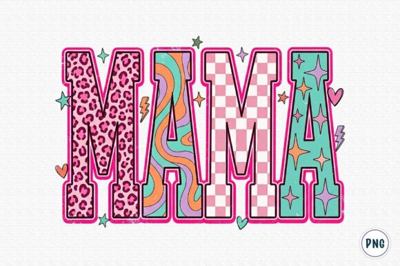 Download Retro Floral Mama Checkered Mom PNG - Mama Collection