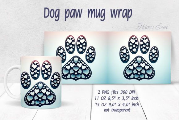 Download Dog Paw Heart Pattern Mug Wrap Designs - Design Collection