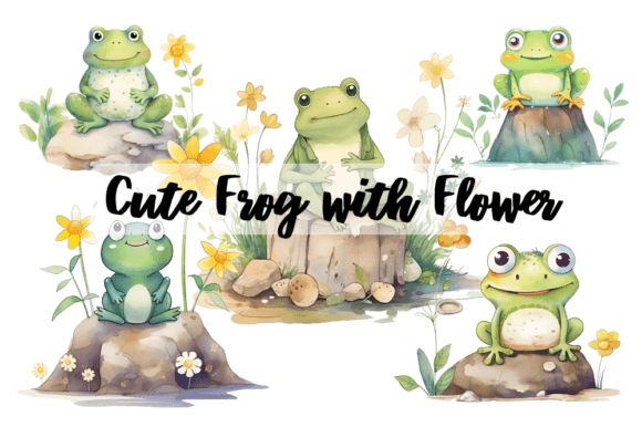 Download Cute Frog with Flower Sublimation Design - Design Collection