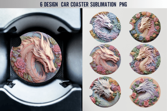 Download Dragon Car Coaster Sublimation Designs - Design Collection