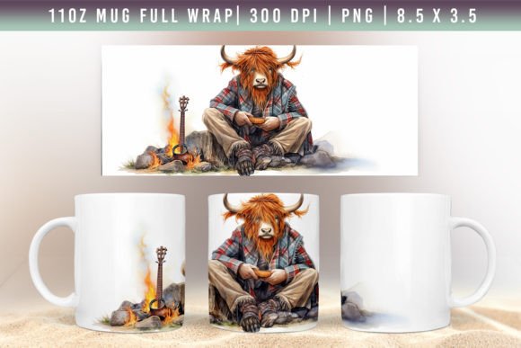 Download 3D Highland Cow Mug Wrap Designs - Design Collection