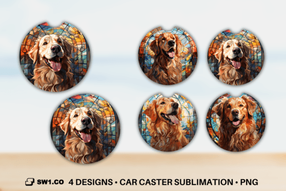 Download Stained Glass Golden Car Coaster Designs - Design Collection
