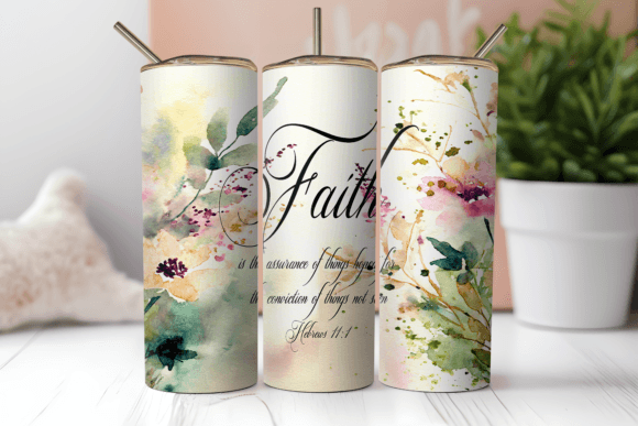 Download Faith Watercolor Floral Tumbler Wrap - Faith Collection