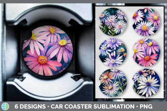 Download Asters Car Coaster | Sublimation Designs - Design Collection