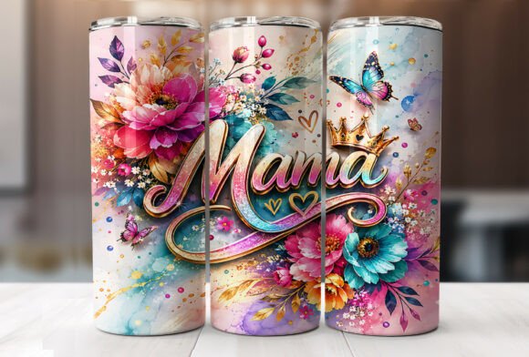 Download Floral Mama Butterfly Tumbler Wraps PNG - Mama Collection