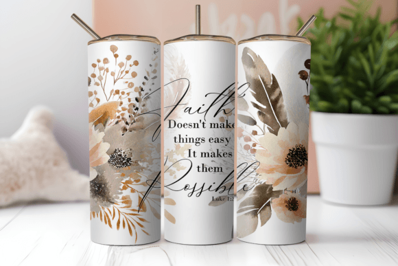Download Faith, Earth Tones Floral Tumbler Wrap - Faith Collection