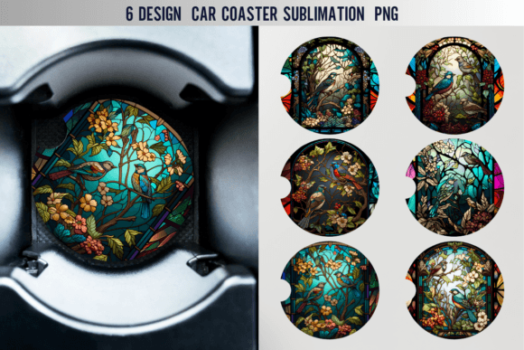 Download Stained Glass Bird Car Coaster Designs - Design Collection