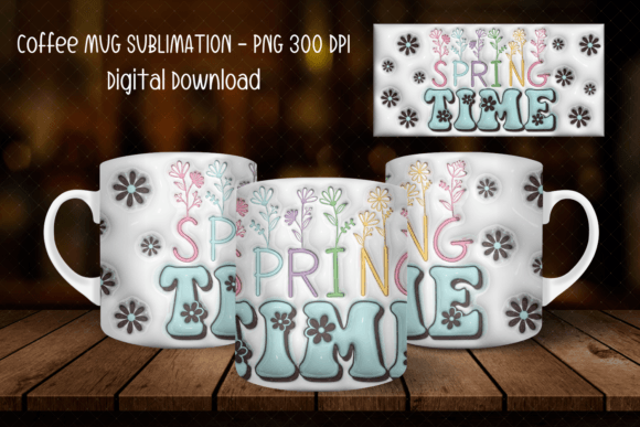 Download 3D Inflate Spring Coffee Mug Wrap Design - Design Collection