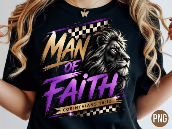 Download Man of Faith Lion Christian T-shirt PNG - Faith Collection