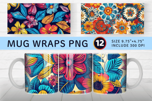 Download Flower Boho Mug Wrap Sublimation Design - Design Collection