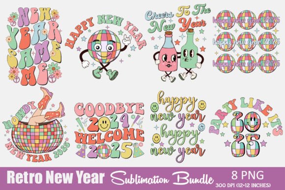 Download New Year Sublimation Design Bundle - Design Collection
