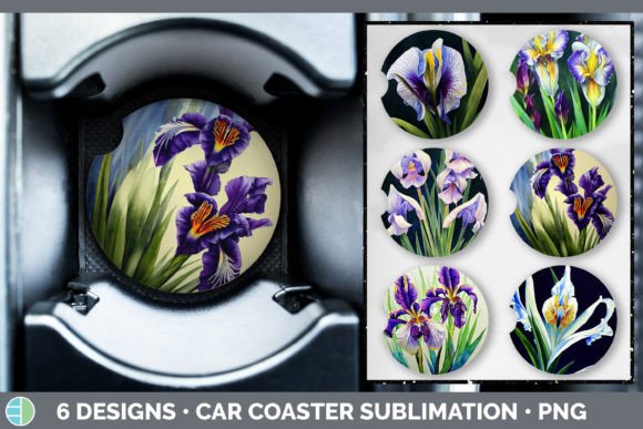 Download Irises Car Coaster | Sublimation Designs - Design Collection