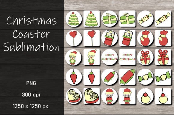 Download Christmas Coaster Sublimation Designs - Design Collection