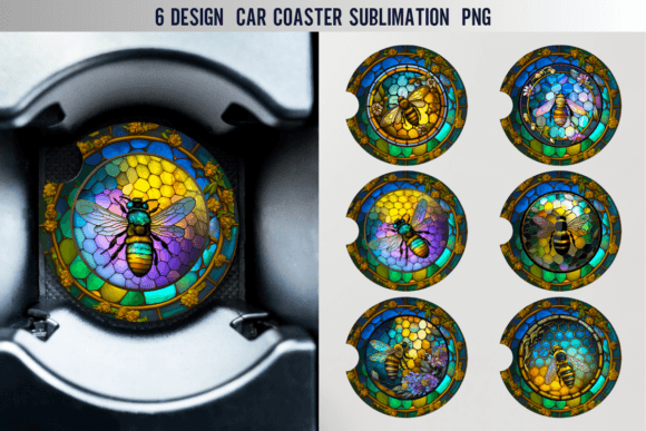 Download Stained Glass Bee Car Coaster Designs - Design Collection