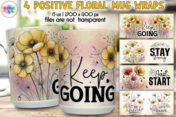 Download Inspirational Floral Mug Wrap Designs - Design Collection