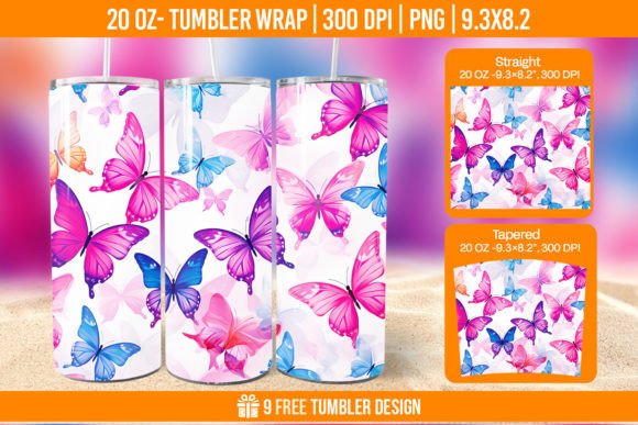 Download 3d Cute Butterfly Tumbler Wrap Designs, - Design Collection