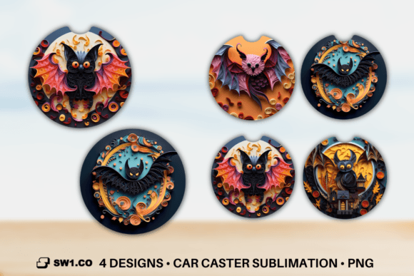 Download Bat Car Coaster Sublimation Designs PNG - Design Collection