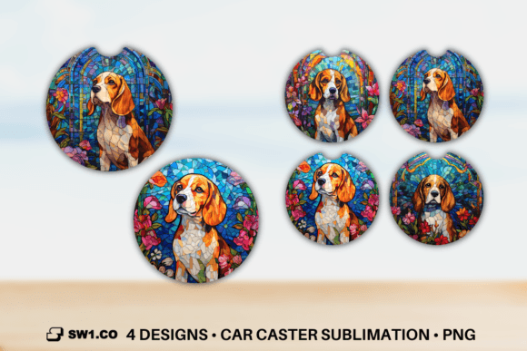 Download Stained Glass Beagle Car Coaster Designs - Design Collection