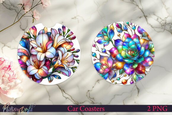 Download Floral Colorful Car Coaster Designs - Design Collection