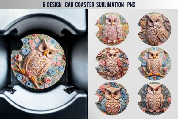 Download Owl Car Coaster Sublimation Designs - Design Collection