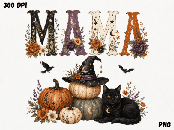 Download Mama Halloween PNG, Pumpkin and Black Ca - Premium Bundle