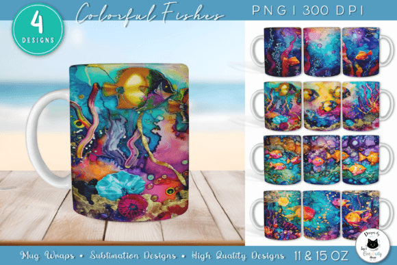 Download Watercolor Summer Mug Designs | Fish PNG - Design Collection