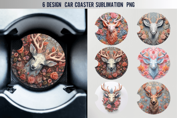 Download Deer Car Coaster Sublimation Designs - Design Collection